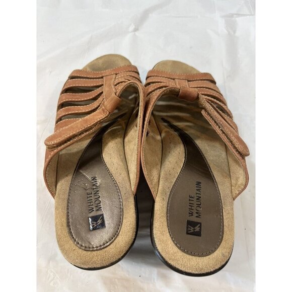 White Mountain Mast Clog Wedge Nubuck Leather Sandals Nutmeg SIZE 8 - Picture 14 of 16